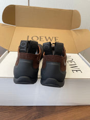 LOEWE 26S FLOW RUNNER SNEAKER 20MM IN DARK BROWN SUEDE