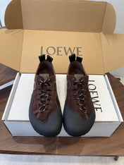 LOEWE 26S FLOW RUNNER SNEAKER 20MM IN DARK BROWN SUEDE