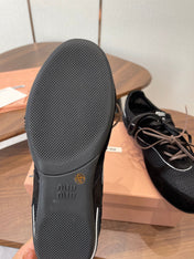 MIUMIU 26S SNEAKERS IN BLACK MESH AND SUEDE