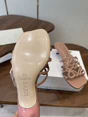 LOEWE 26S HIGH HEEL SANDALS IN TAUPE BROWN CALFSKIN