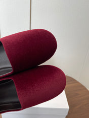 THE ROW 26S BALLET FLATS IN BURGUNDY RED VELVET