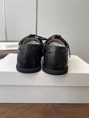 THE ROW 26S LOAFERS IN BLACK CALFSKIN