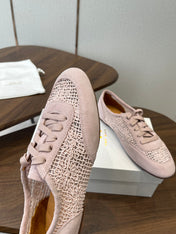 THE ROW 26S LACE UP SNEAKERS IN LIGHT PINK SUEDE