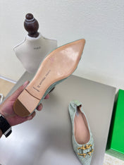 BALLET FLAT IN LIGHT BLUE SUEDE