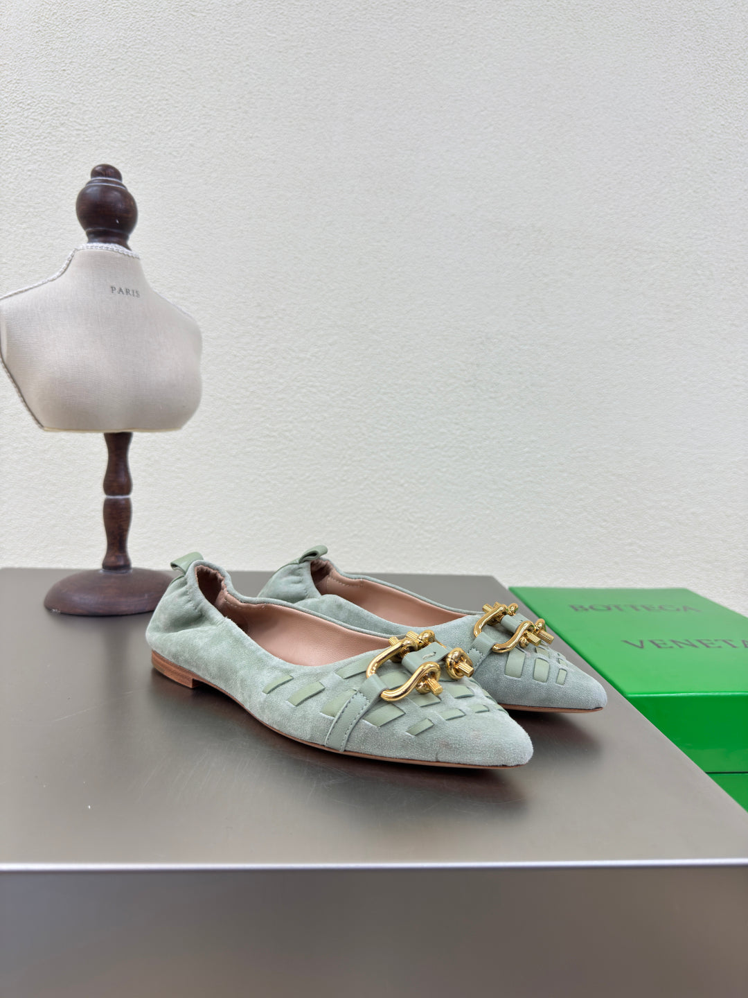 BALLET FLAT IN LIGHT BLUE SUEDE