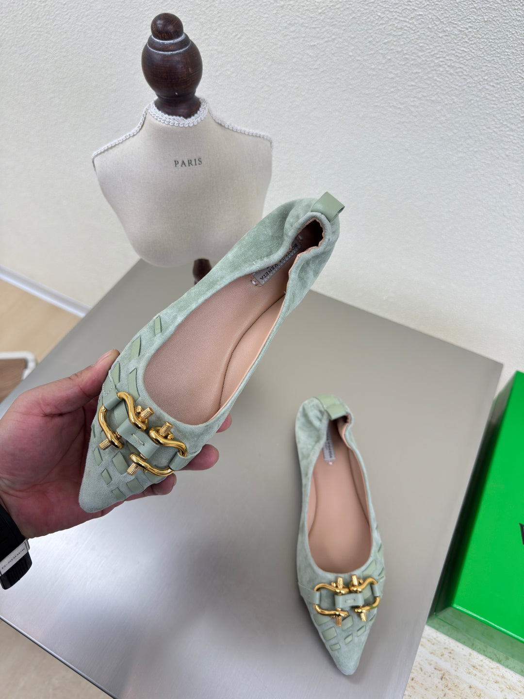 BALLET FLAT IN LIGHT BLUE SUEDE