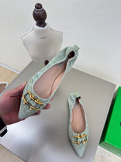 BALLET FLAT IN LIGHT BLUE SUEDE