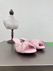 BLINK HIGH 5 CM MULE IN LIGHT PINK INTRECCIATO LEATHER