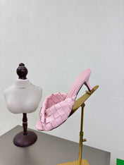 BLINK HIGH 5 CM MULE IN LIGHT PINK INTRECCIATO LEATHER