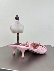 BLINK HIGH 5 CM MULE IN LIGHT PINK INTRECCIATO LEATHER