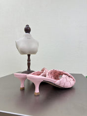 BLINK HIGH 5 CM MULE IN LIGHT PINK INTRECCIATO LEATHER