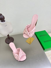 BLINK HIGH 5 CM MULE IN LIGHT PINK INTRECCIATO LEATHER