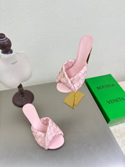 BLINK HIGH 5 CM MULE IN LIGHT PINK INTRECCIATO LEATHER