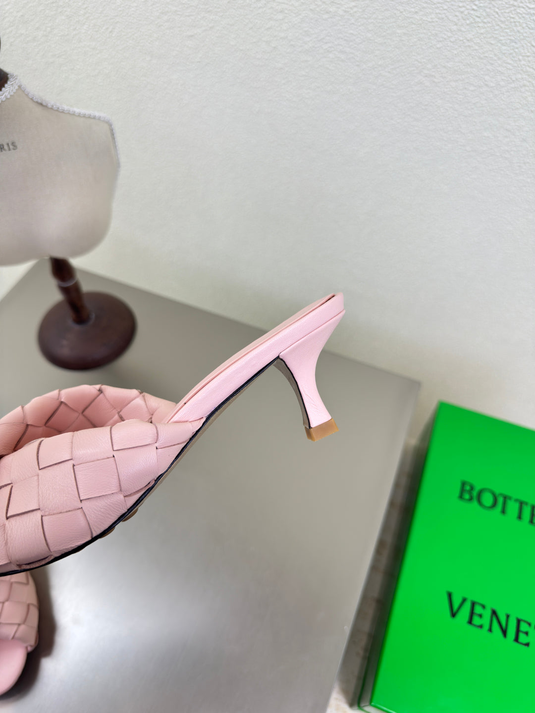 BLINK HIGH 5 CM MULE IN LIGHT PINK INTRECCIATO LEATHER