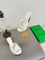 BLINK HIGH 5 CM MULE IN WHITE INTRECCIATO LEATHER