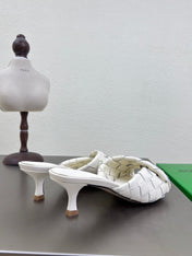 BLINK HIGH 5 CM MULE IN WHITE INTRECCIATO LEATHER