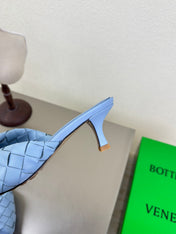 BLINK HIGH 5 CM MULE IN CERULEAN BLUE INTRECCIATO LEATHER