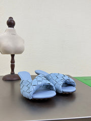 BLINK HIGH 5 CM MULE IN CERULEAN BLUE INTRECCIATO LEATHER