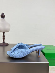 BLINK HIGH 5 CM MULE IN CERULEAN BLUE INTRECCIATO LEATHER