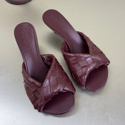 BLINK HIGH 5 CM MULE IN MAHOGANY RED INTRECCIATO LEATHER