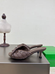 BLINK HIGH 5 CM MULE IN CAROB BROWN INTRECCIATO LEATHER