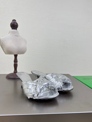 BLINK HIGH 5 CM MULE IN SILVER INTRECCIATO LEATHER