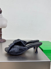 BLINK HIGH 5 CM MULE IN BLACK INTRECCIATO LEATHER