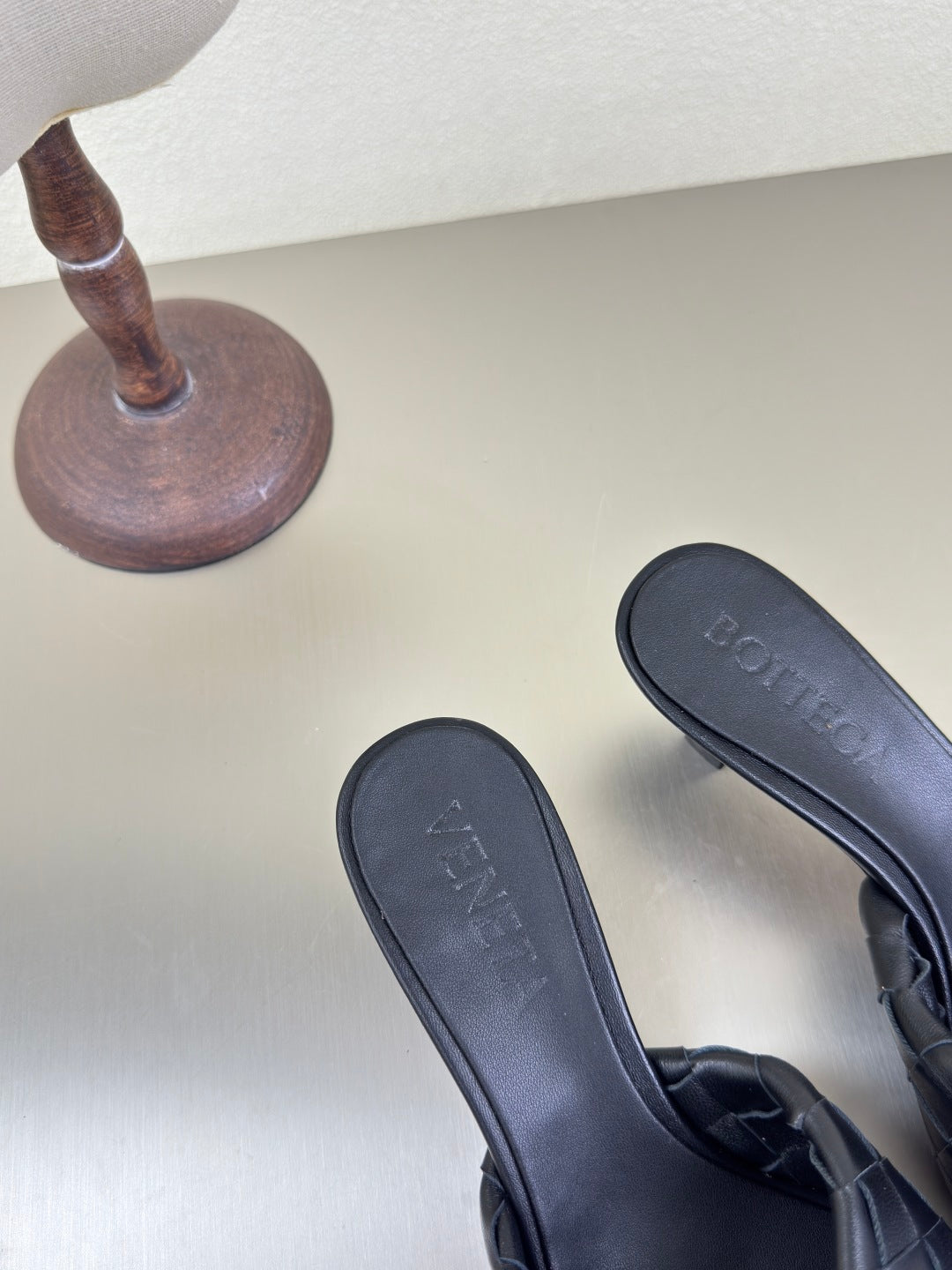 BLINK HIGH 5 CM MULE IN BLACK INTRECCIATO LEATHER