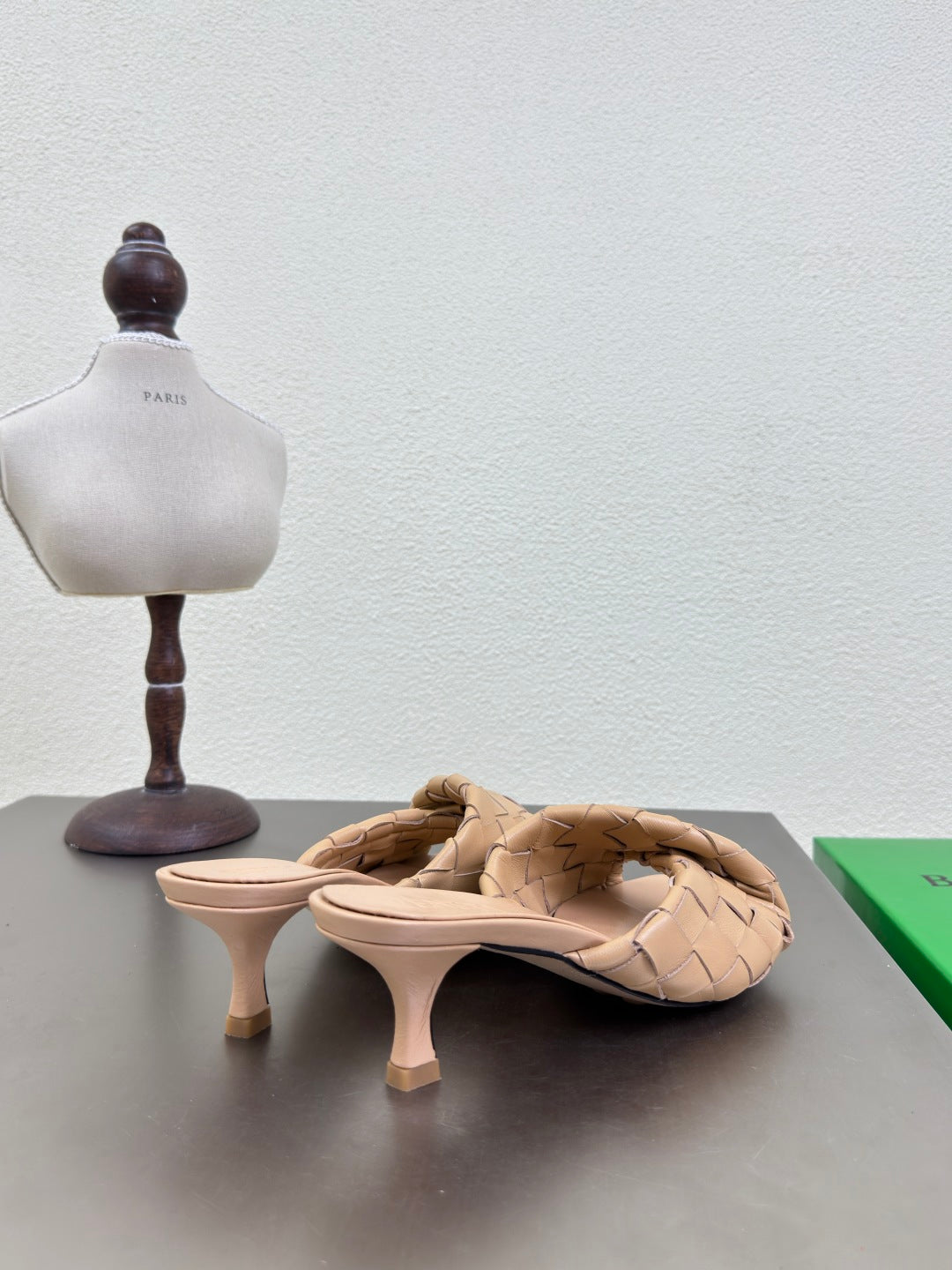 BLINK HIGH 5 CM MULE IN BUFF BEIGE INTRECCIATO LEATHER