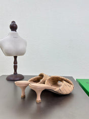 BLINK HIGH 5 CM MULE IN BUFF BEIGE INTRECCIATO LEATHER