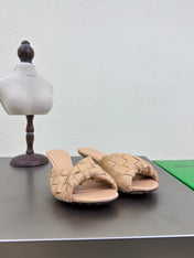 BLINK HIGH 5 CM MULE IN BUFF BEIGE INTRECCIATO LEATHER