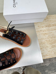 CELINE 25S BILLIE CHUNKY SANDAL IN BLACK CALFSKIN AND TEXTILE