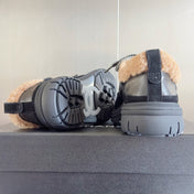 CHANEL 25S SNEAKERS WITH FUR ACCENTS 40MM IN BLACK AND BROWN CALFSKIN