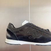CHANEL 25S SNEAKERS 20MM IN BLACK GLOSSY CALFSKIN
