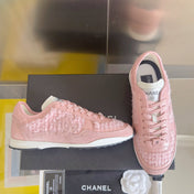 CHANEL 25S SNEAKERS 20MM IN LIGHT PINK CALFSKIN AND SUEDE
