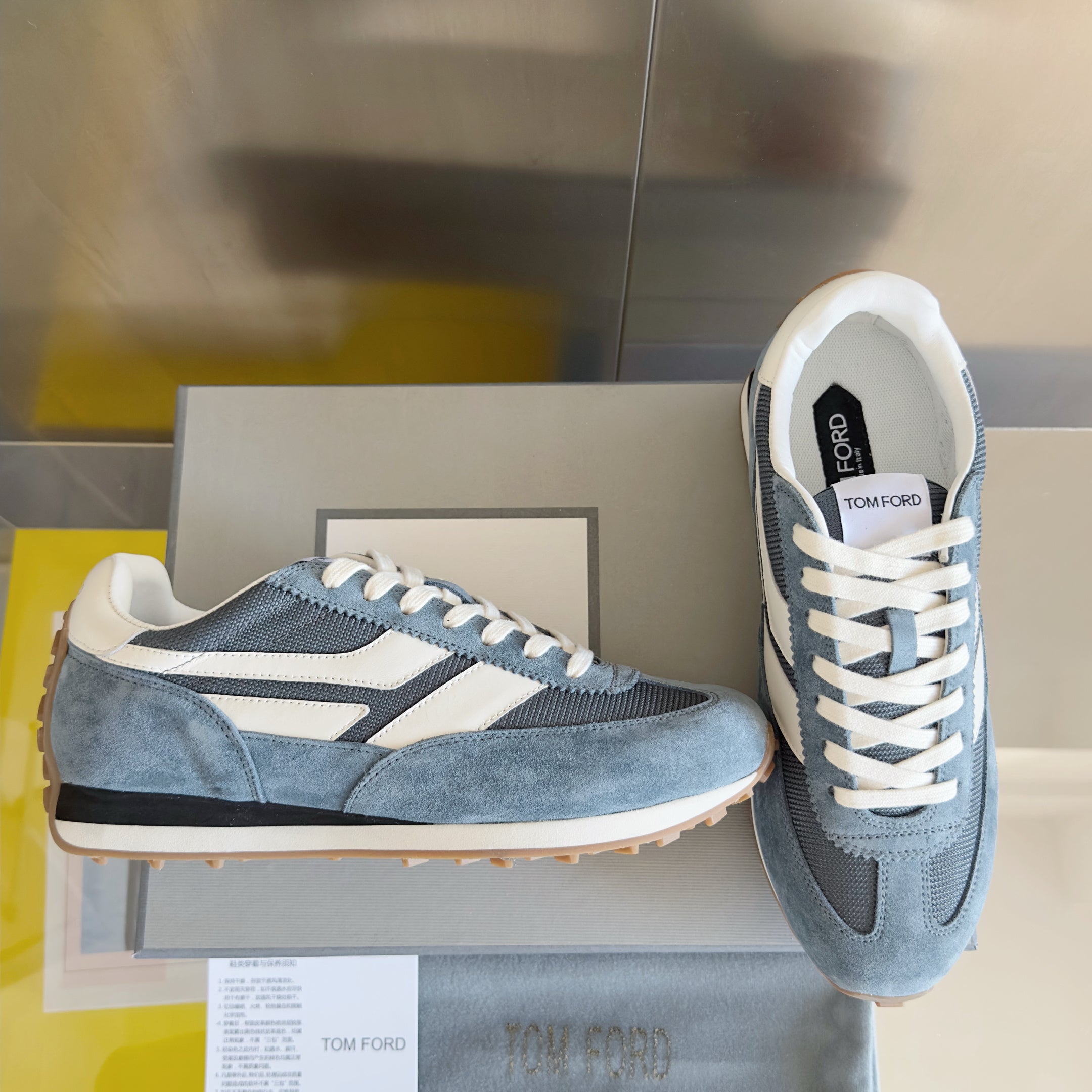 TOM FORD 26S SNEAKERS IN MUTED BLUE SUEDE