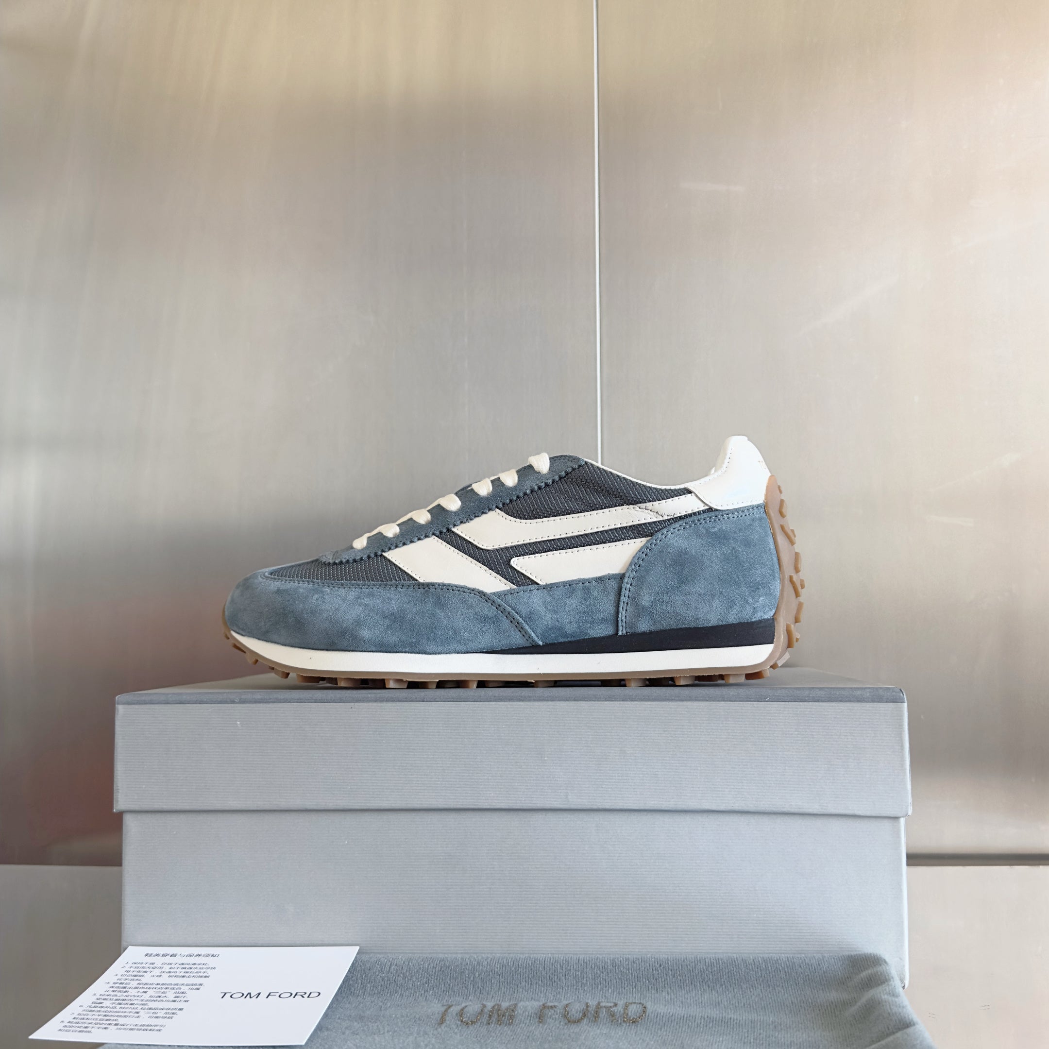 TOM FORD 26S SNEAKERS IN MUTED BLUE SUEDE