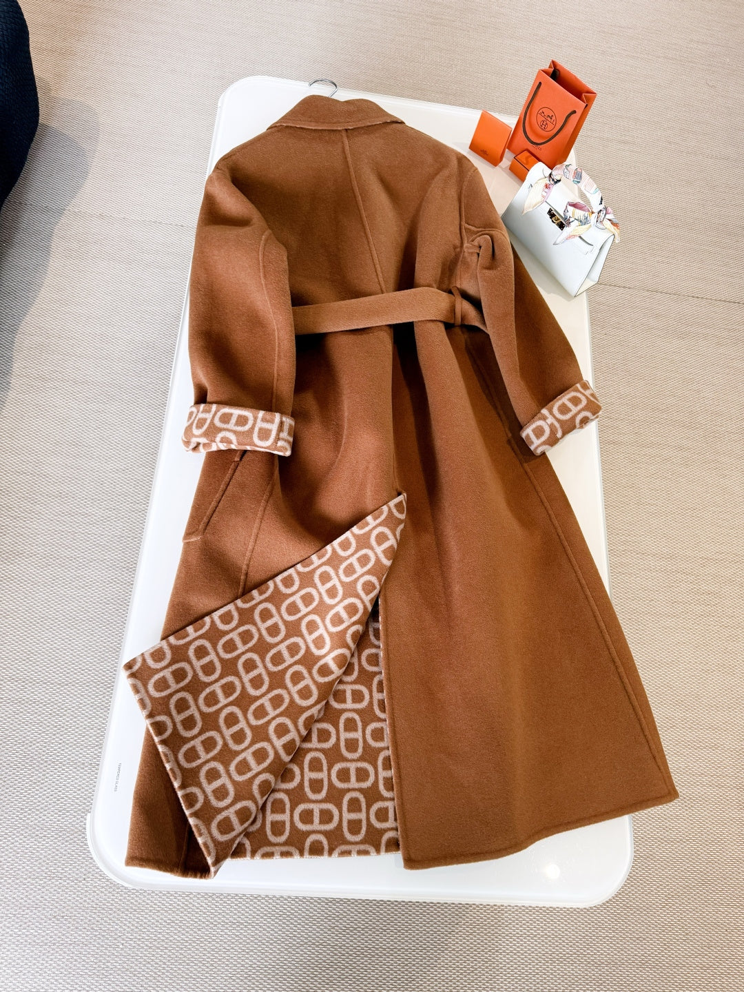 HERMES 25S BELTED CASHMERE PEACOAT 267