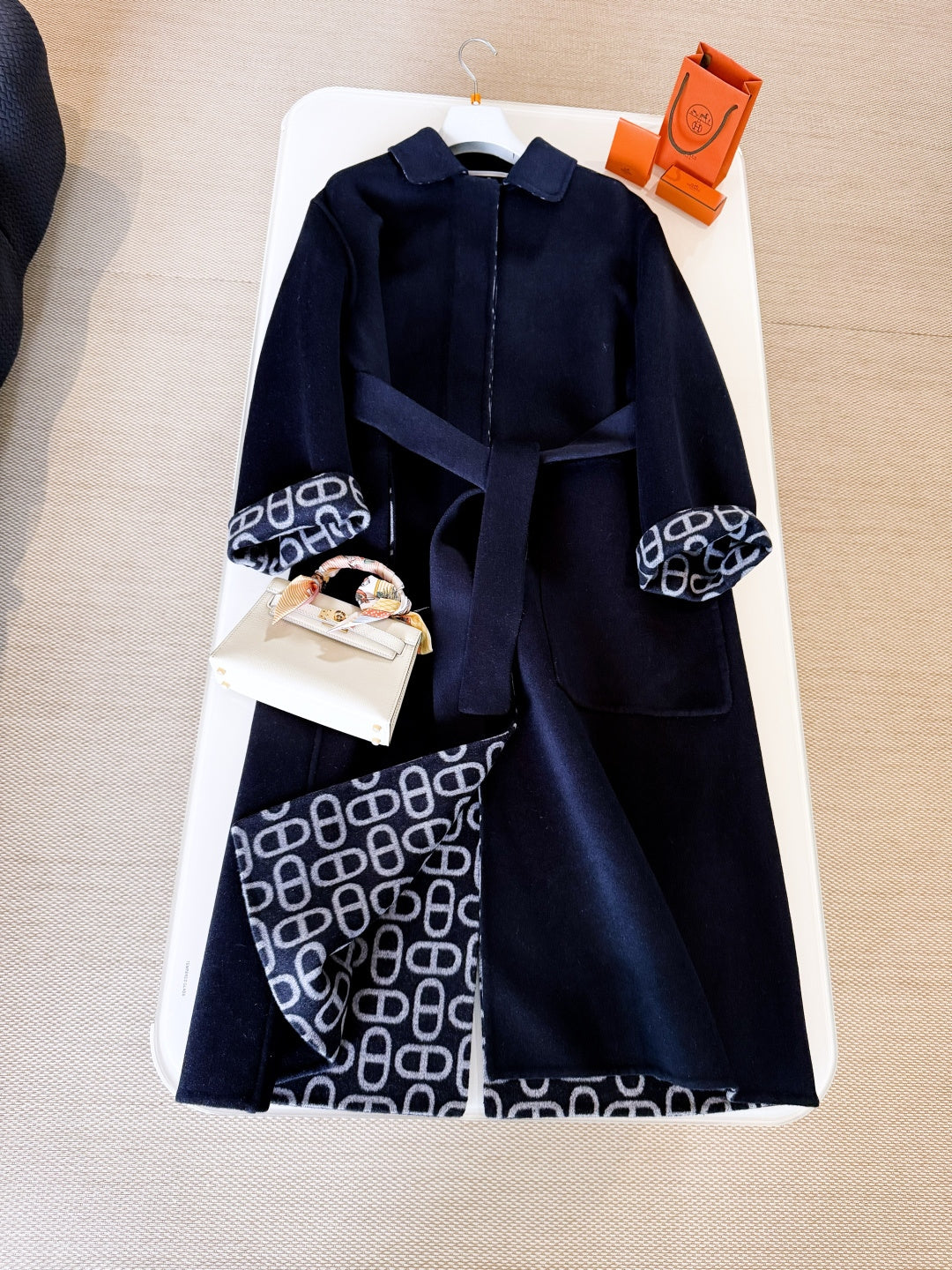 HERMES 25S BELTED CASHMERE PEACOAT 269