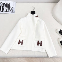 HERMES 25S DOUBLE-FACED WOOL STAND-COLLAR COAT 188