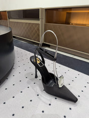 HARLOW PUMPS IN BLACK SATIN CREPE AND CRYSTALS