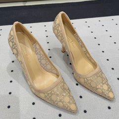 HIGH HEELS PUMP IN CAMEL BEIGE LAMB SUEDE 10 CM