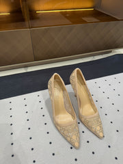 HIGH HEELS PUMP IN CAMEL BEIGE LAMB SUEDE 10 CM