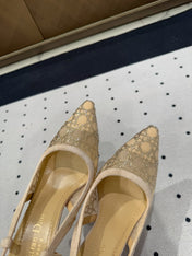 HIGH HEELS SLINGBACK IN CAMEL BEIGE LAMB SUEDE 10 CM