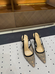 HIGH HEELS SLINGBACK IN BLACK LAMB SUEDE 10 CM