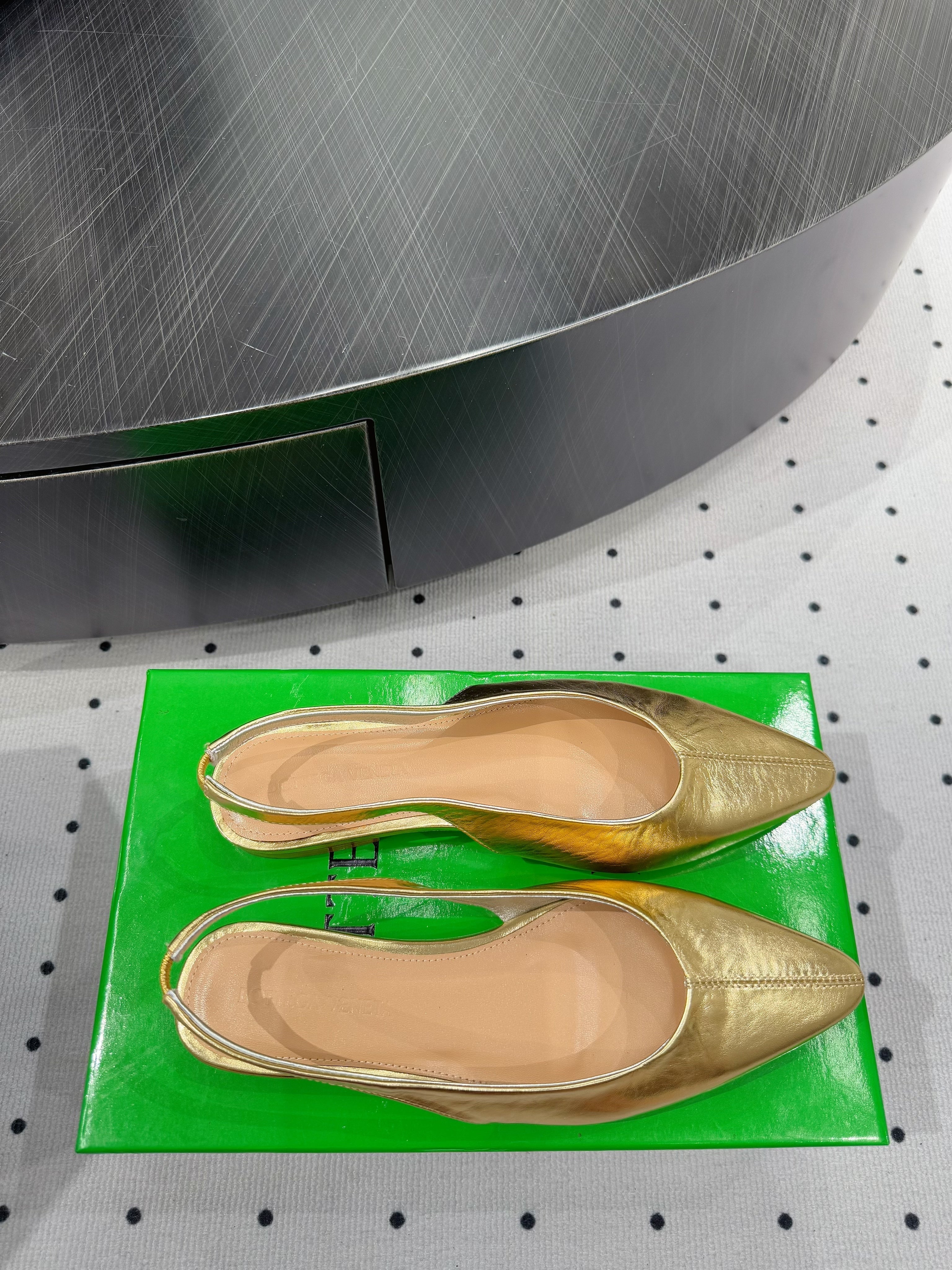 BOTTEGA VENETA 26S SLINGBACK FLATS IN GOLD CALFSKIN