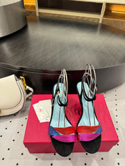 VLTN HIGH SANDAL 25S 60 MM IN BLACK SUEDE AND MULTICOLOR CALFSKIN