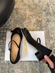 DIOR 25S LOVELY‑D BALLET FLAT 45MM IN BLACK SATIN
