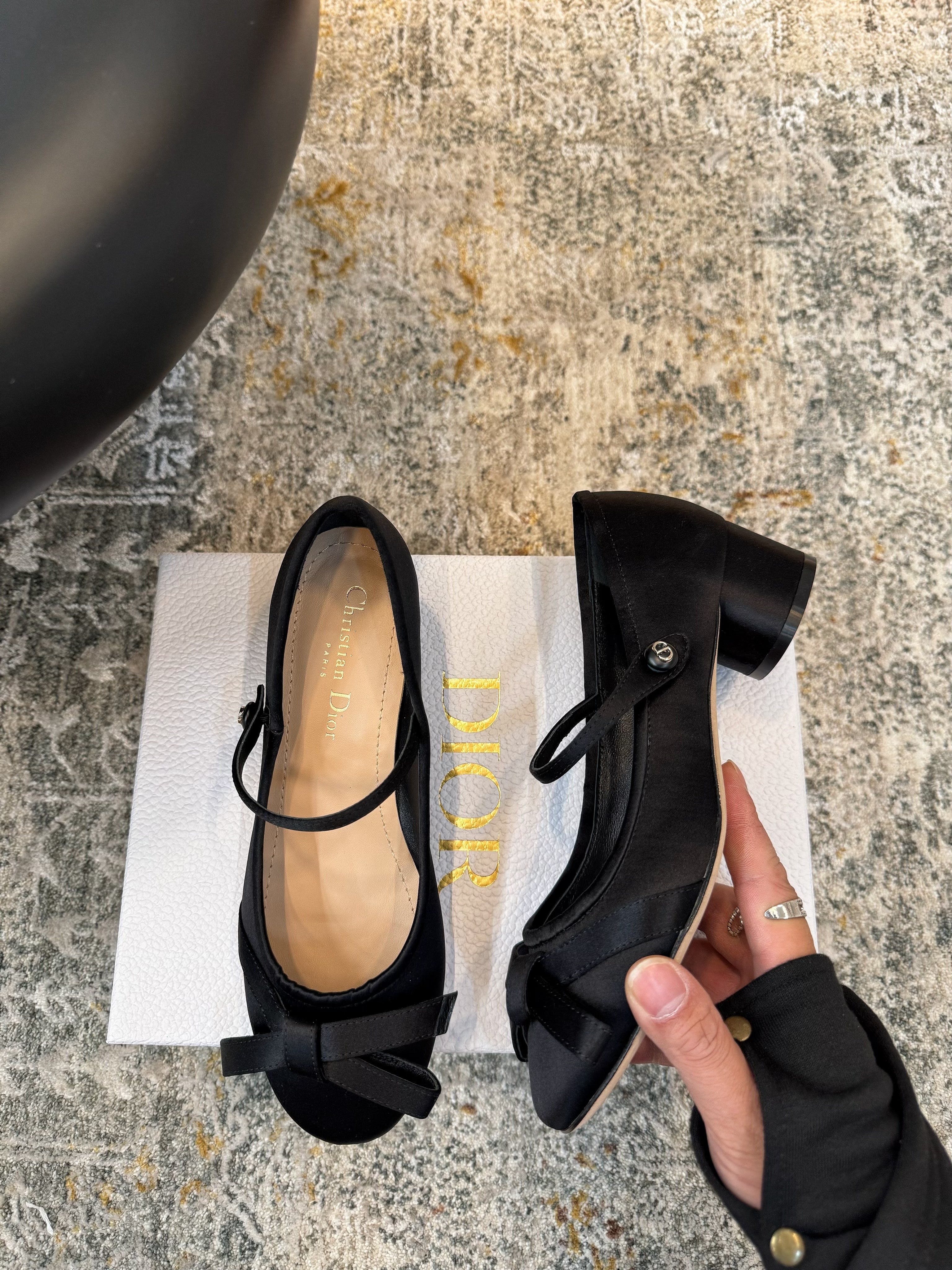 DIOR 25S LOVELY‑D BALLET FLAT 45MM IN BLACK SATIN