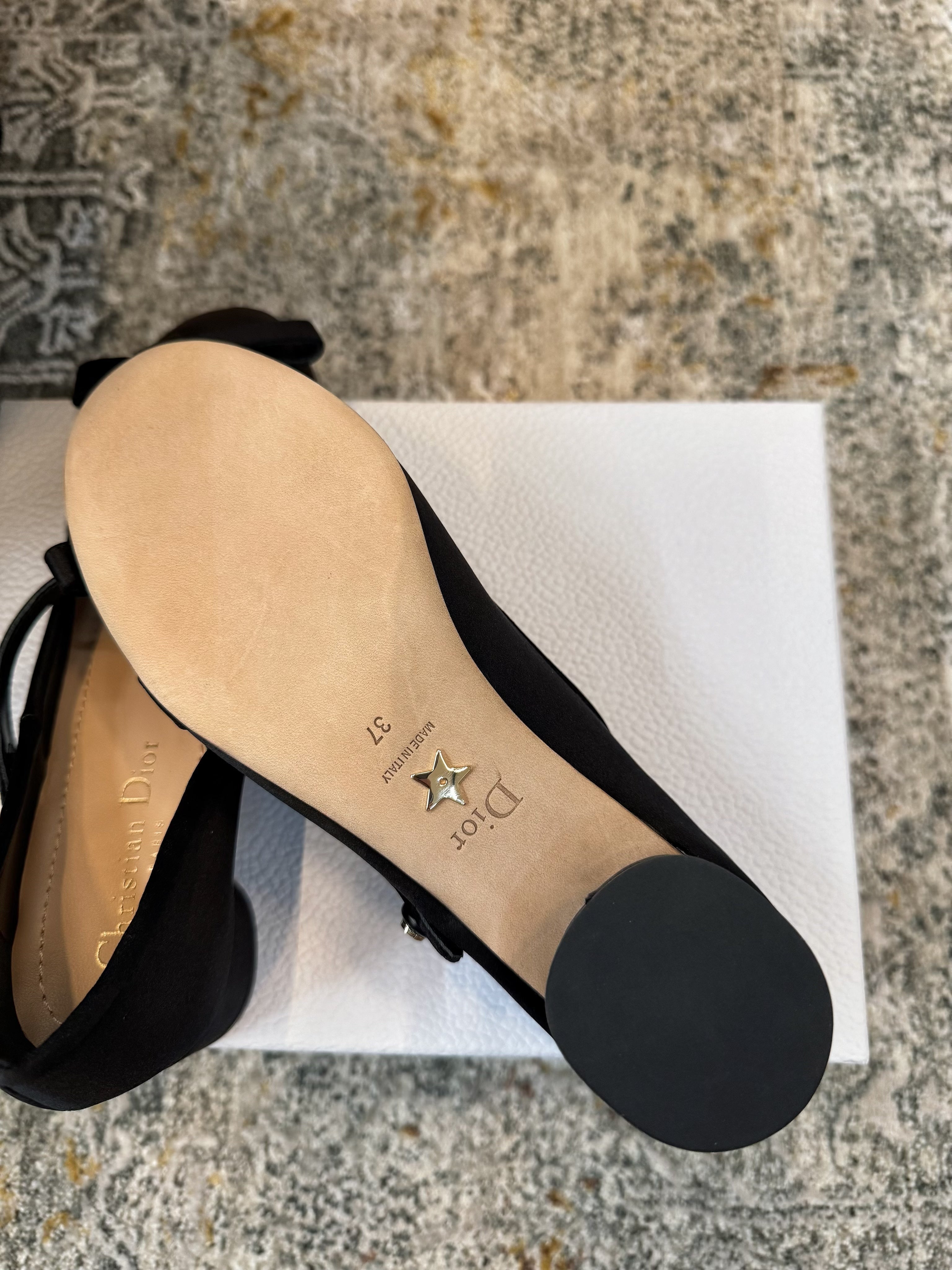 DIOR 25S LOVELY‑D BALLET FLAT 45MM IN BLACK SATIN